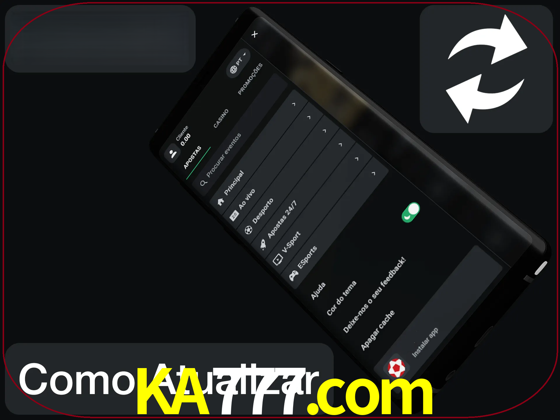 O aplicativo é atualizado automaticamente quando você faz o login.
