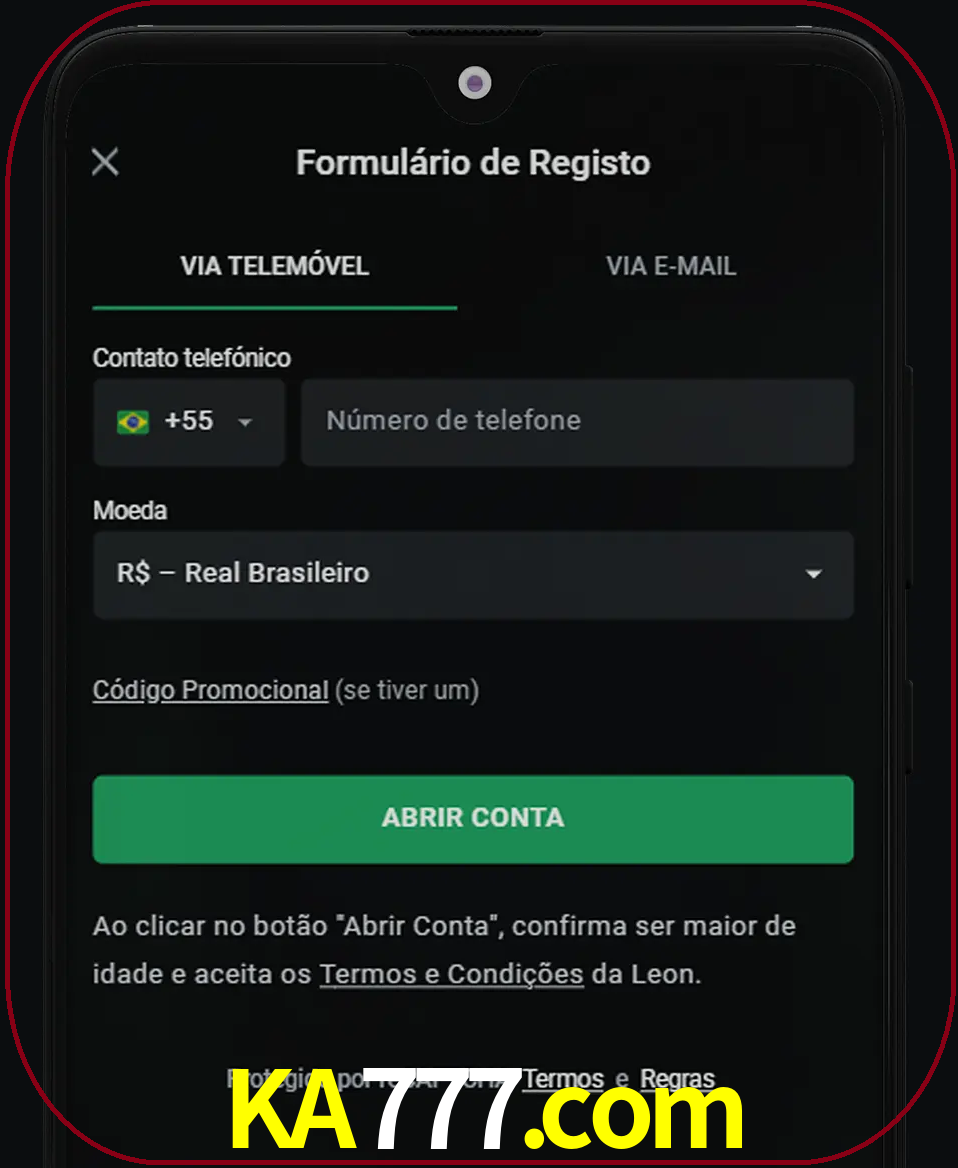 Abra o aplicativo e inicie o processo de registro.